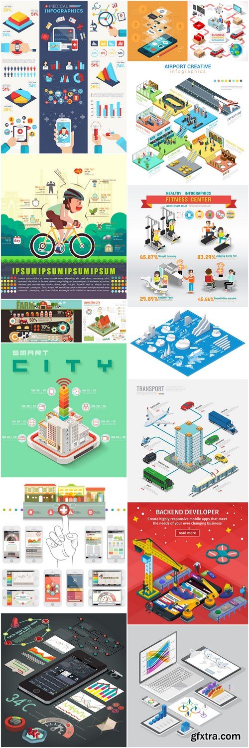 Different Flat Business Illustration - 15 Vector