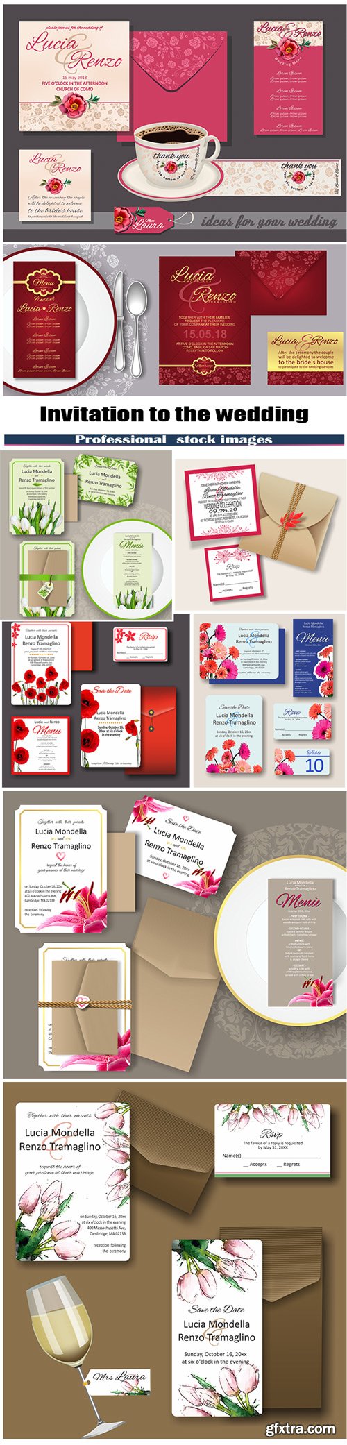 Invitation to the wedding with flowers