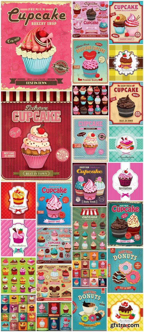 Chocolate muffins and cakes poster design 26X EPS