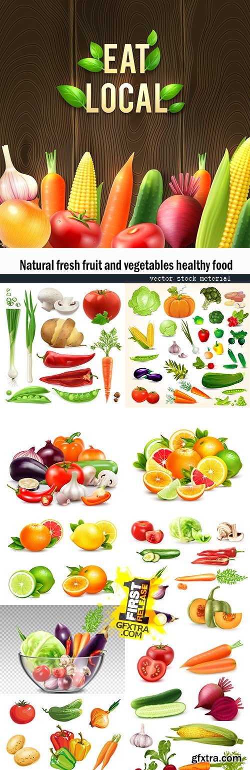 Natural fresh fruit and vegetables healthy food