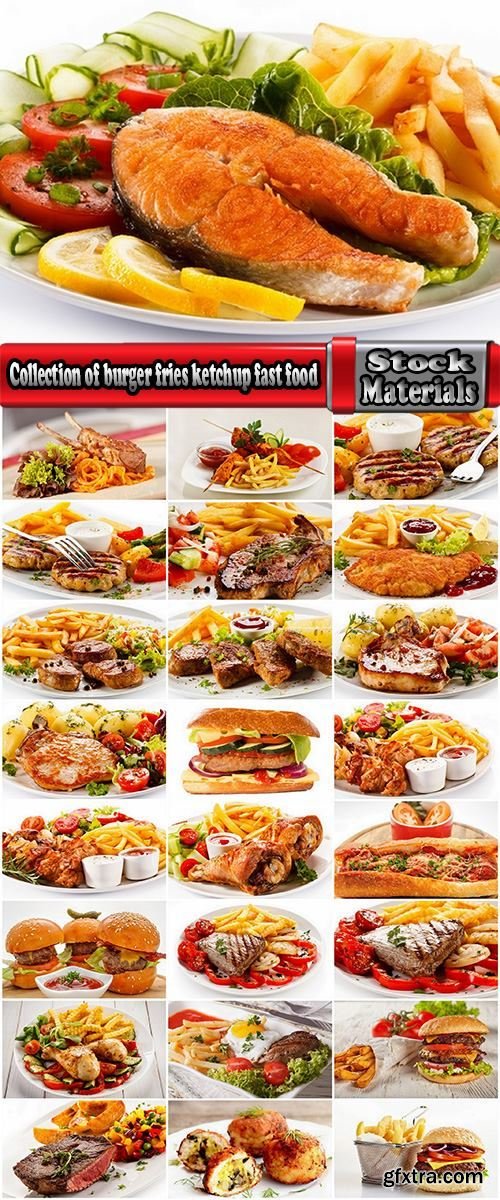 Collection of burger fries ketchup fast food chicken fish steak 25 HQ Jpeg