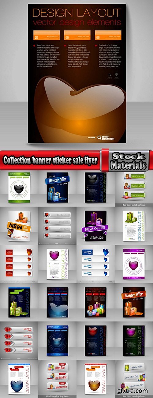 Collection banner sticker sale flyer heart discount gift card box with a surprise 25 EPS