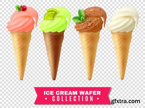 Collection of ice cream sweet donut cake cake icon sticker banner flyer 25 EPS