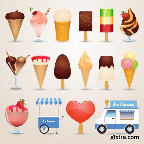 Collection of ice cream sweet donut cake cake icon sticker banner flyer 25 EPS