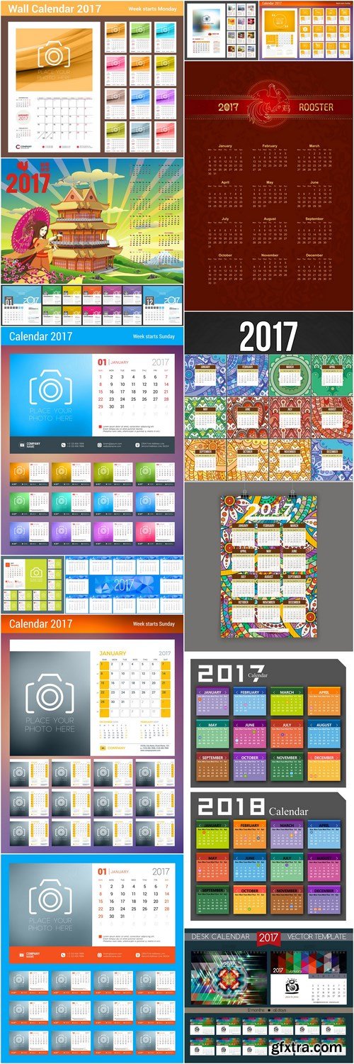 Calendar 2017 Template - 15 Vector