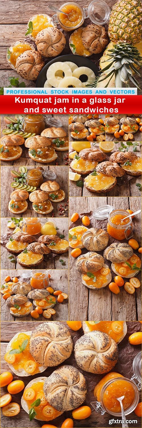 Kumquat jam in a glass jar and sweet sandwiches - 10 UHQ JPEG