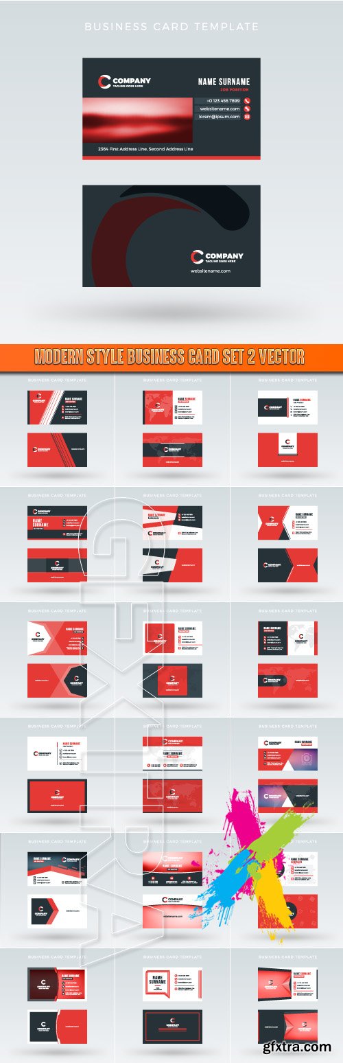 Modern Style Business Card Set 2 vector