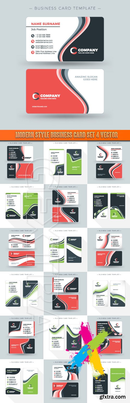 Modern Style Business Card Set 4 vector