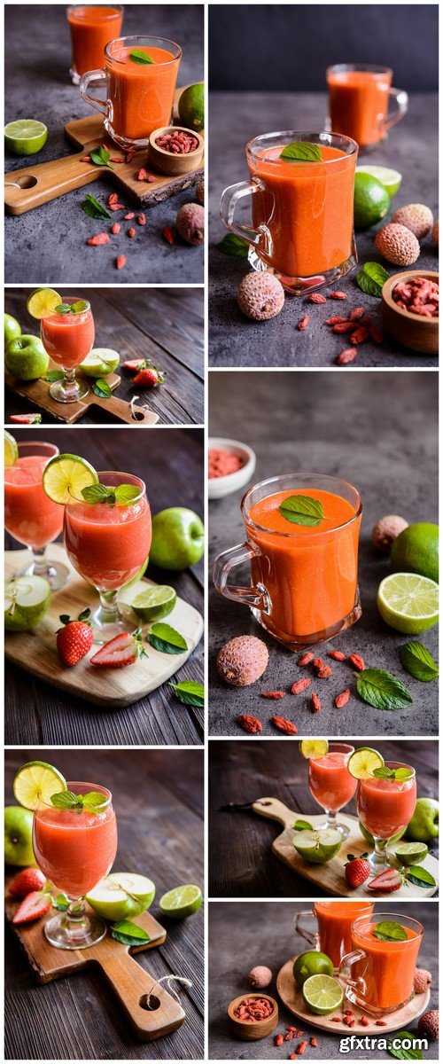 Fresh organic smoothie with apple, strawberry and lime 8X JPEG