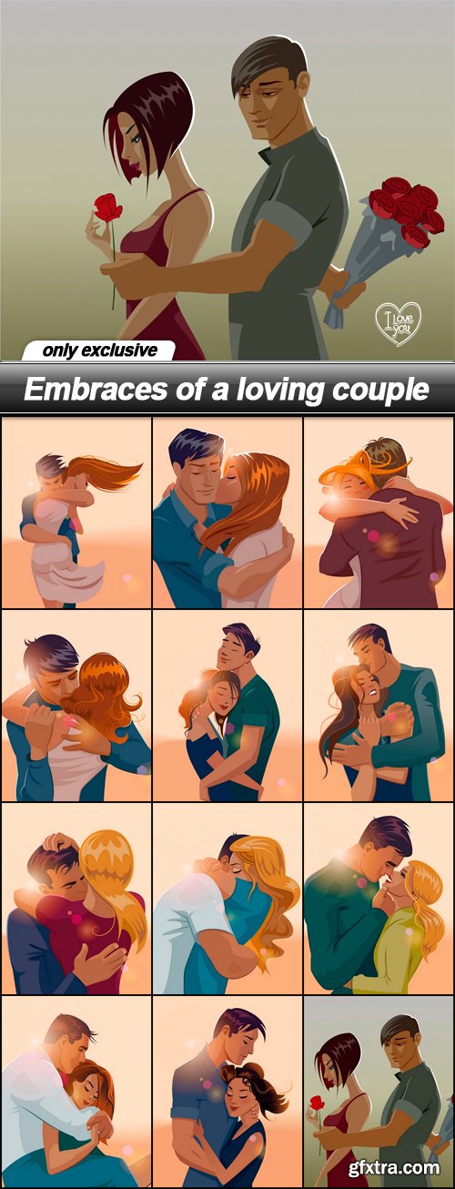 Embraces of a loving couple - 12 EPS