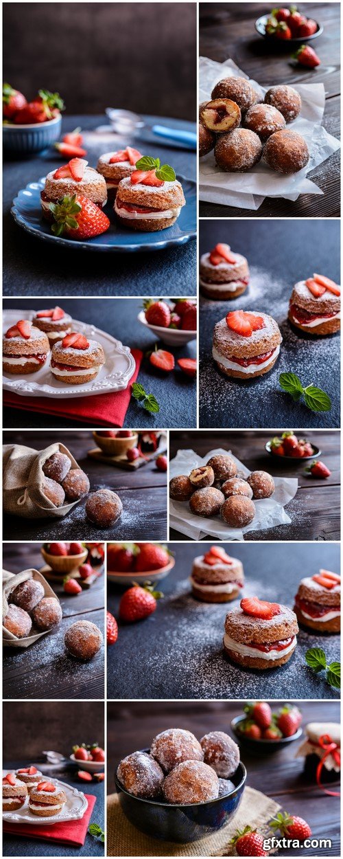 Bomboloni - Italian doughnuts stuffed with strawberry jam 10X JPEG