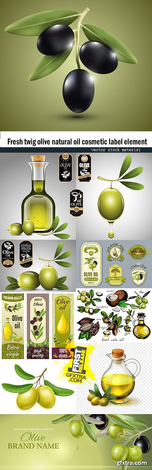 Fresh twig olive natural oil cosmetic label element