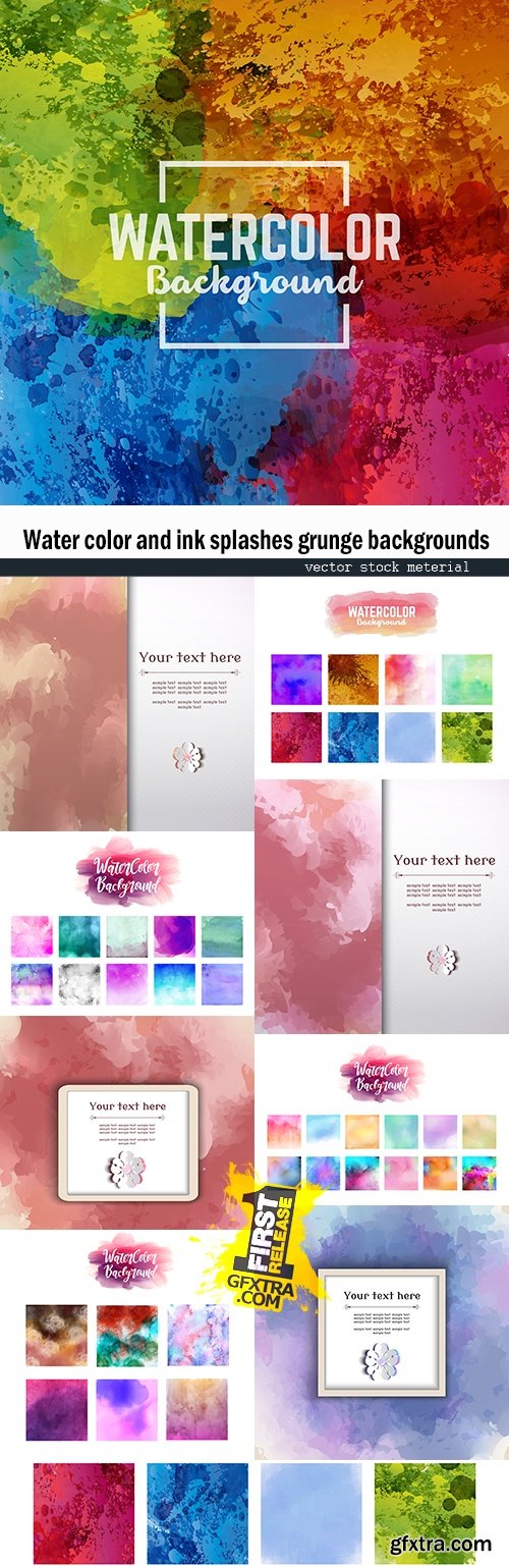 Water color and ink splashes grunge backgrounds