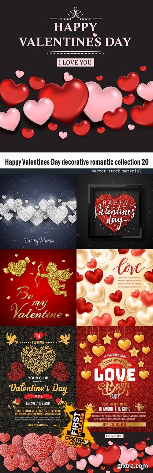 Happy Valentines Day decorative romantic collection 20