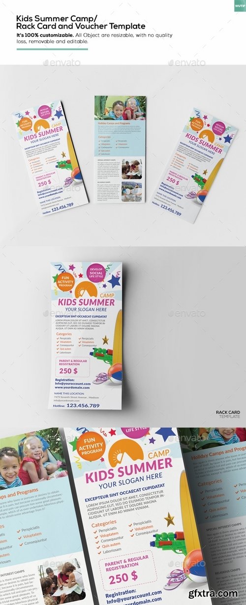 GraphicRiver - Kids Summer Camp Rack Card and Voucher Template 15784570