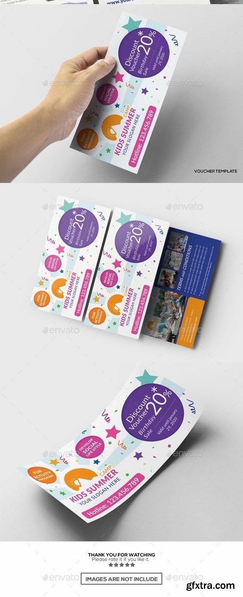 GraphicRiver - Kids Summer Camp Rack Card and Voucher Template 15784570