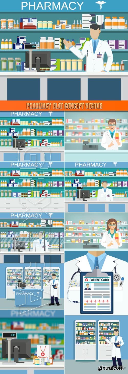 Pharmacy flat concept vector