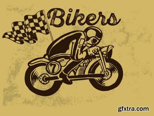 Motorcycle Themed Badge Vectors