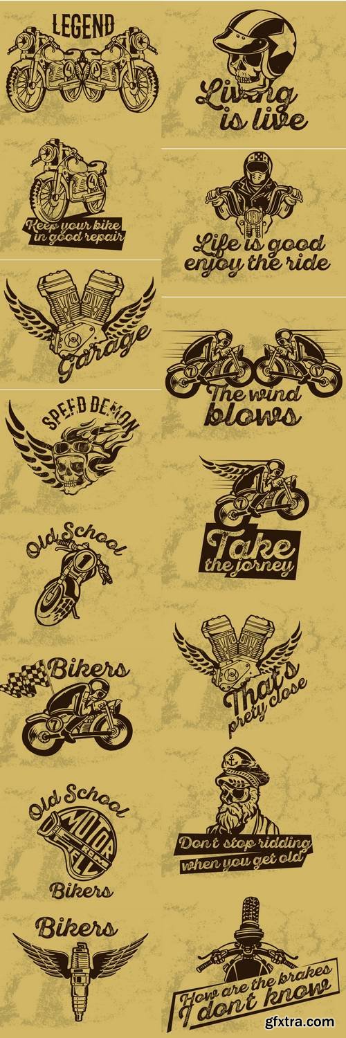 Motorcycle Themed Badge Vectors