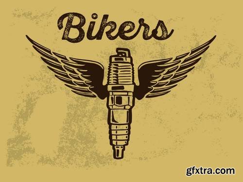 Motorcycle Themed Badge Vectors