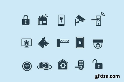 CreativeMarket 15 Home Security & Automation Icons 1239725