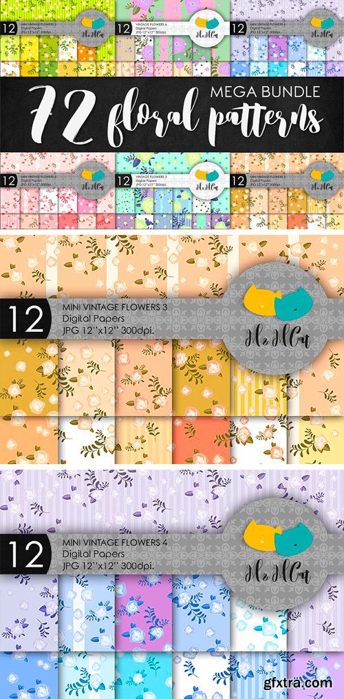 CM 1186556 - Mega Bundle. 72 Floral Patterns.