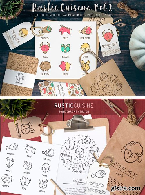 CM 1187514 - Rustic Cuisine. Meat Icons & Design