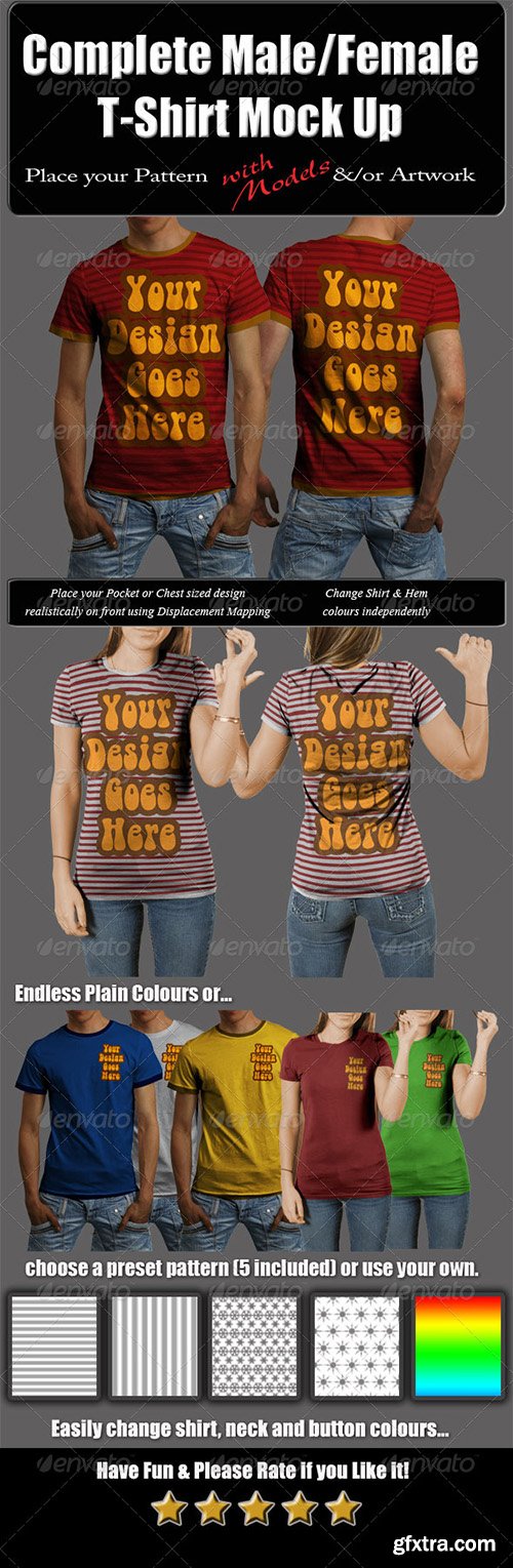 GraphicRiver Complete Male & Female T-Shirt Mock Up with Model 5346469