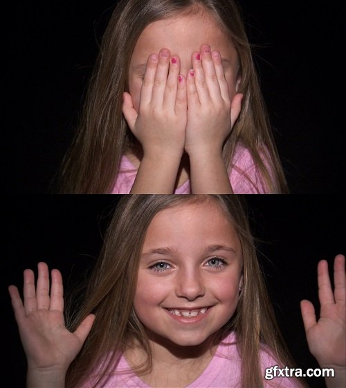 Little girl playing peek a boo