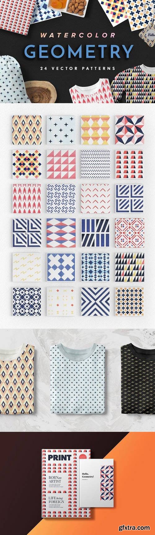 CM - Geometry Watercolor Vector Patterns 742128