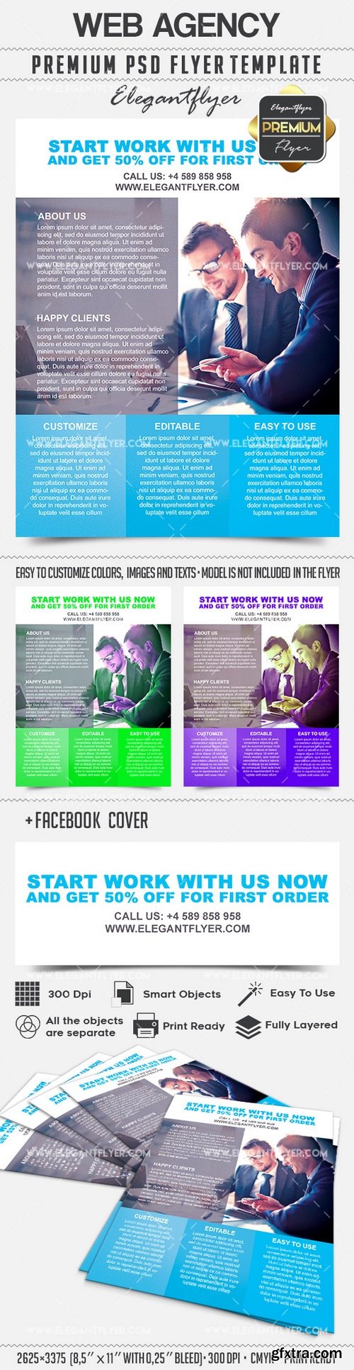 Web Agency – Flyer PSD Template + Facebook Cover