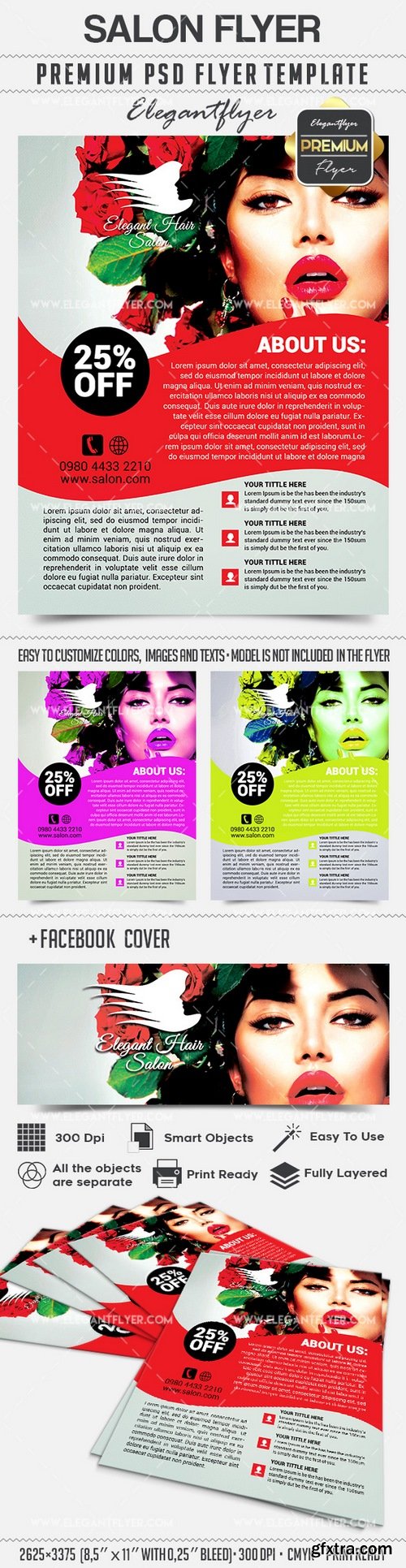 Salon – Flyer PSD Template + Facebook Cover