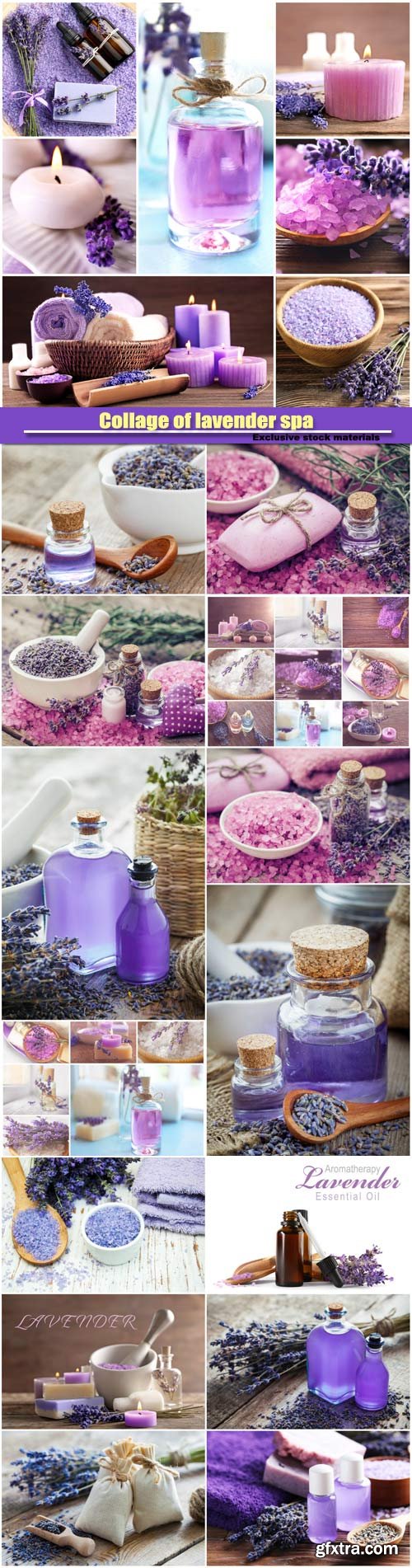 Collage of lavender spa, beauty treatment concept