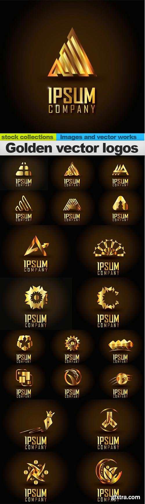 Golden vector logos, 15 x EPS