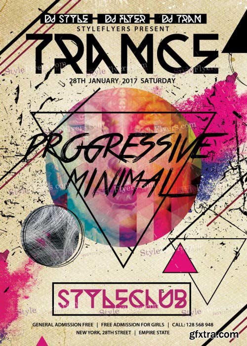 Trance Progressive Minimal V1 PSD Flyer Template