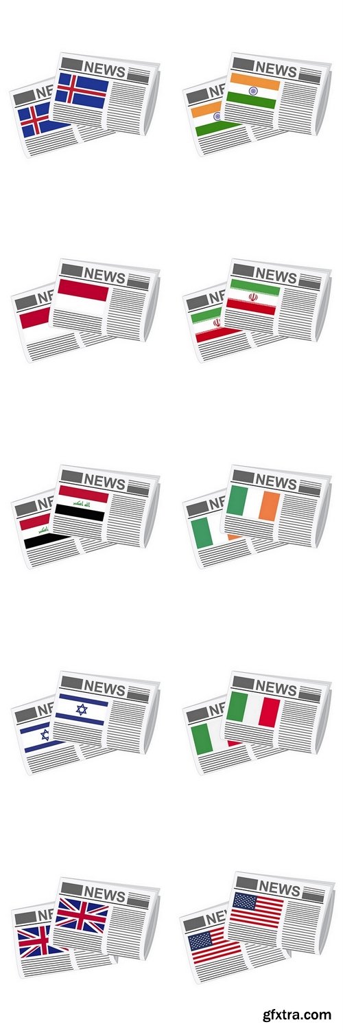 Illustration of Newspapers, Flag