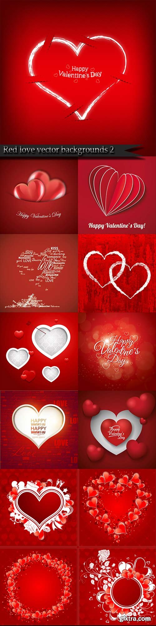 Red love vector backgrounds 2