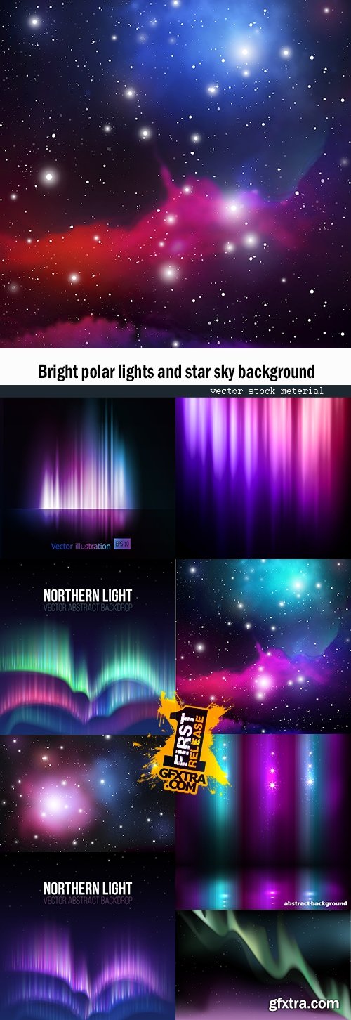 Bright polar lights and star sky background