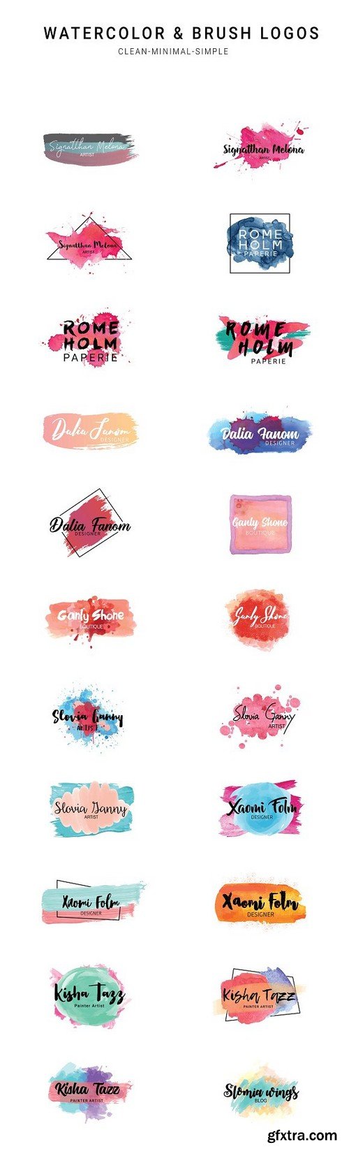 CM - Watercolor & Brush Premade Logos 1196504