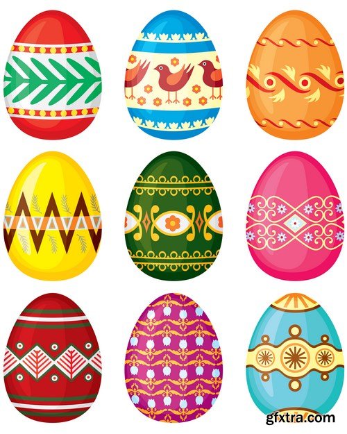 Easter eggs, Easter rabbit & bunny - Happy Easter 7 - Set of 30xEPS,AI Professional Vector Stock