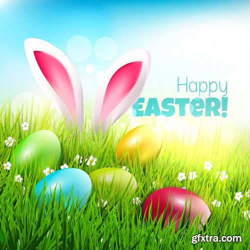 Easter eggs, Easter rabbit & bunny - Happy Easter 7 - Set of 30xEPS,AI Professional Vector Stock