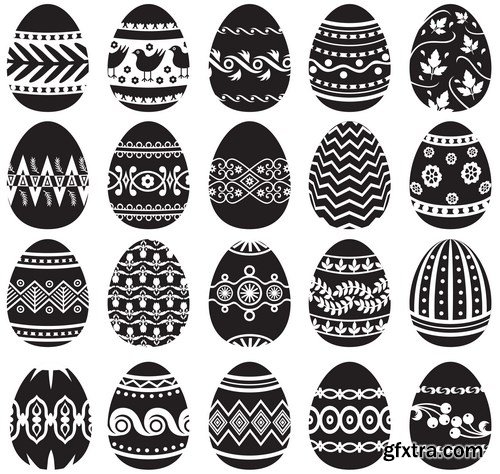 Easter eggs, Easter rabbit & bunny - Happy Easter 7 - Set of 30xEPS,AI Professional Vector Stock