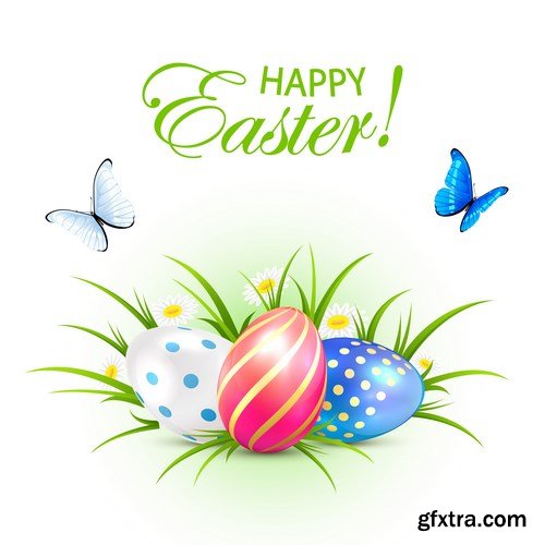 Easter eggs, Easter rabbit & bunny - Happy Easter 7 - Set of 30xEPS,AI Professional Vector Stock