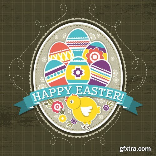 Easter eggs, Easter rabbit & bunny - Happy Easter 7 - Set of 30xEPS,AI Professional Vector Stock