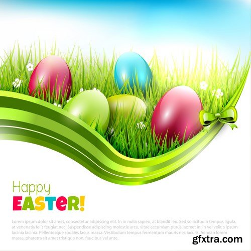 Easter eggs, Easter rabbit & bunny - Happy Easter 7 - Set of 30xEPS,AI Professional Vector Stock