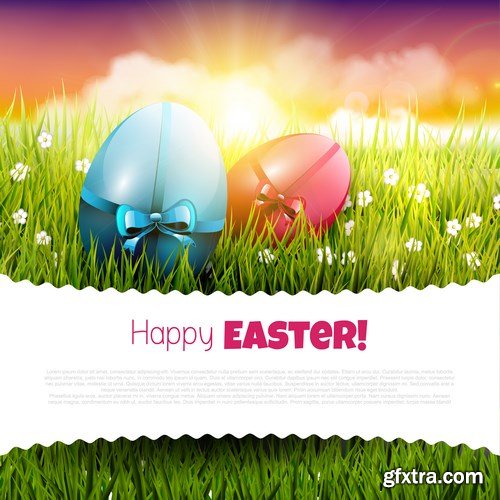 Easter eggs, Easter rabbit & bunny - Happy Easter 7 - Set of 30xEPS,AI Professional Vector Stock