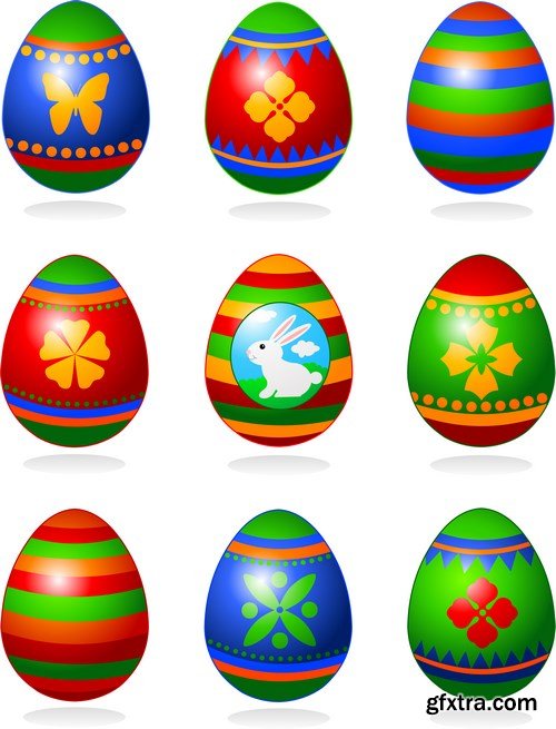 Easter eggs, Easter rabbit & bunny - Happy Easter 7 - Set of 30xEPS,AI Professional Vector Stock