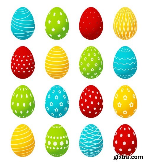 Easter eggs, Easter rabbit & bunny - Happy Easter 7 - Set of 30xEPS,AI Professional Vector Stock