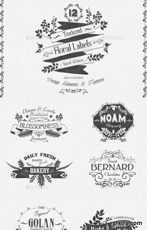 GraphicRiver - Hand Drawn Floral Labels and Design Elements 10169622