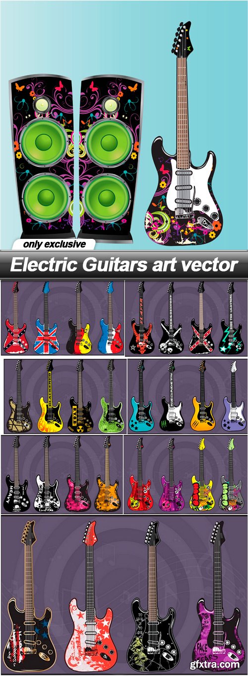 Electric Guitars art vector - 8 EPS